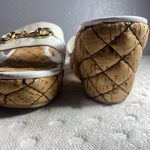 Yellow Box Corky Wedge Sandal White With Gold Bit Detail - Picture 2 of 16